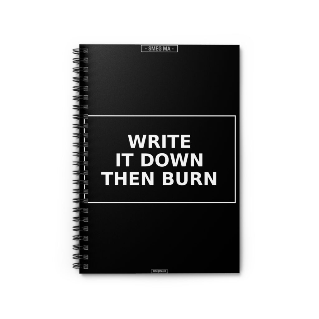 WRITE IT DOWN THEN BURN Notebook