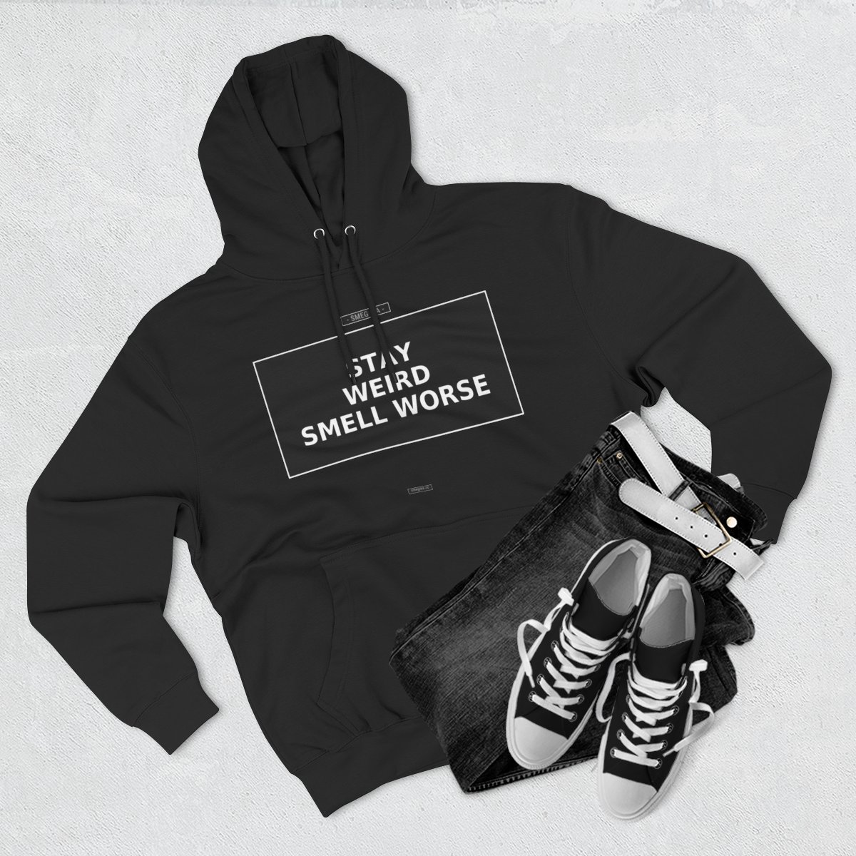 STAY WEIRD SMELL WORSE Hoodie - Image 3